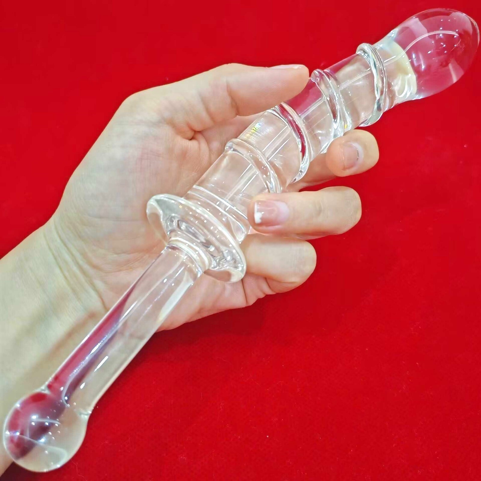 Crystal Glass Dildo Massager Wand G-spot Stimulator Women Sex Toy Anal Butt Plug