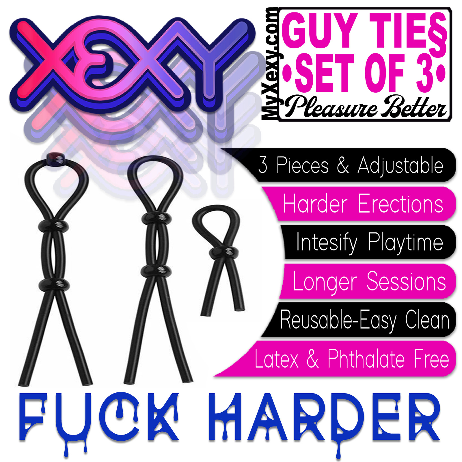 Guy Ties Adjustable Cock Rings Hard Erection Penis Ring Adult Mens Sex Toys!