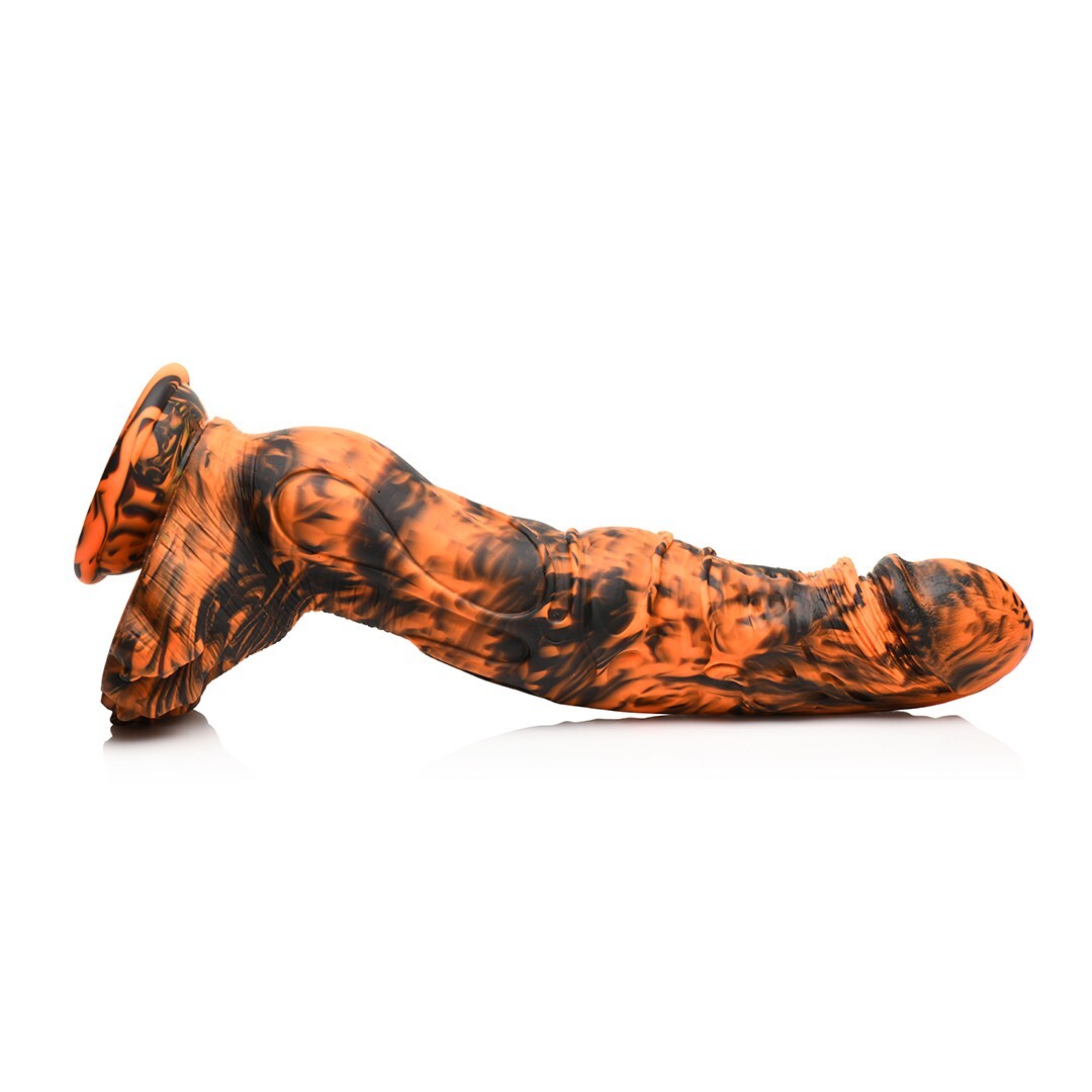 Creatures Cocks Sabertooth Curved Tiger Dildo Silicone Orange & Black