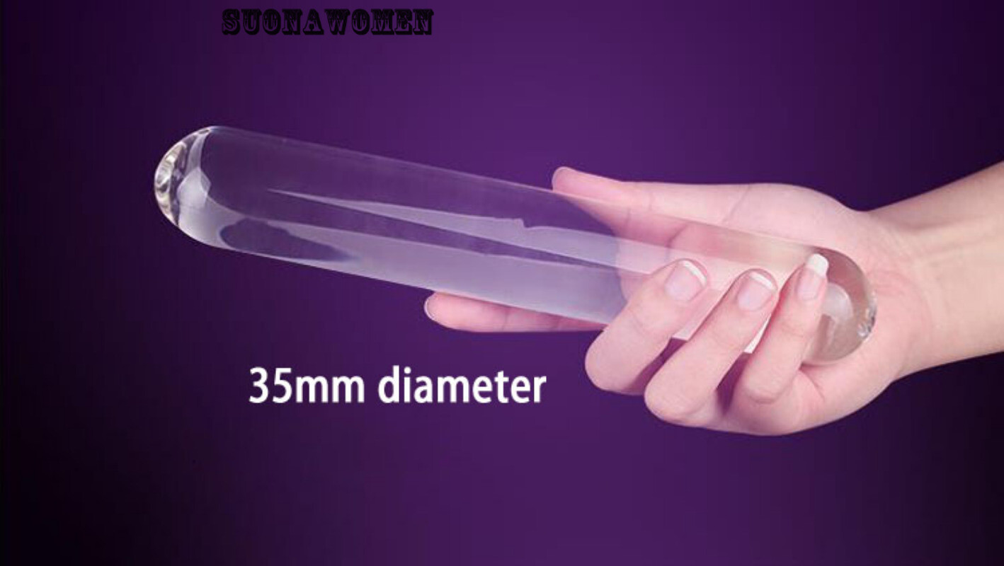 Smooth Cylinder Glass Double Dildo Huge Clear Glass Penis G Spot Dildos Sex Toy