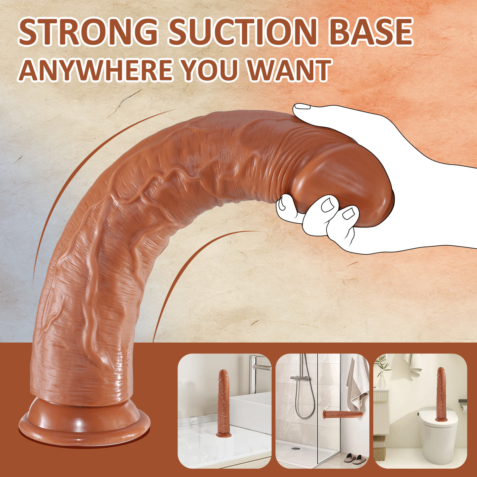 Huge Dildo Realistic Dong Thick Big Penis No-Balls Anal G-spot Sex Toy Women Men