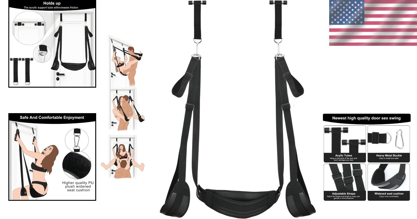 Ergonomic Soft Plush BDSM Door Swing with Leg Restraints for Ultimate Pleasure