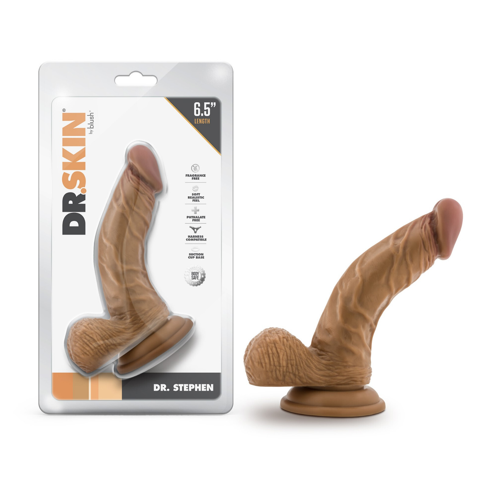 Blush Dr.Skin-6.5”Long 1.5”Thick Soft Realistic Dildo with Balls-Suction Cup