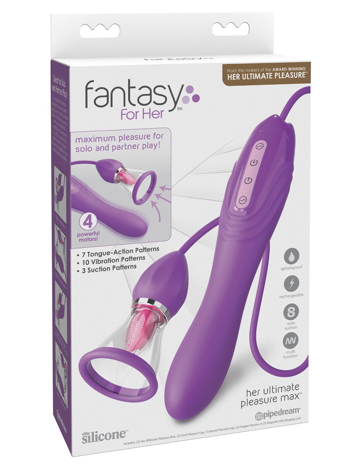 Pipedream Her Ultimate Pleasure Max Oral Licking Suction Vibrator Vibe