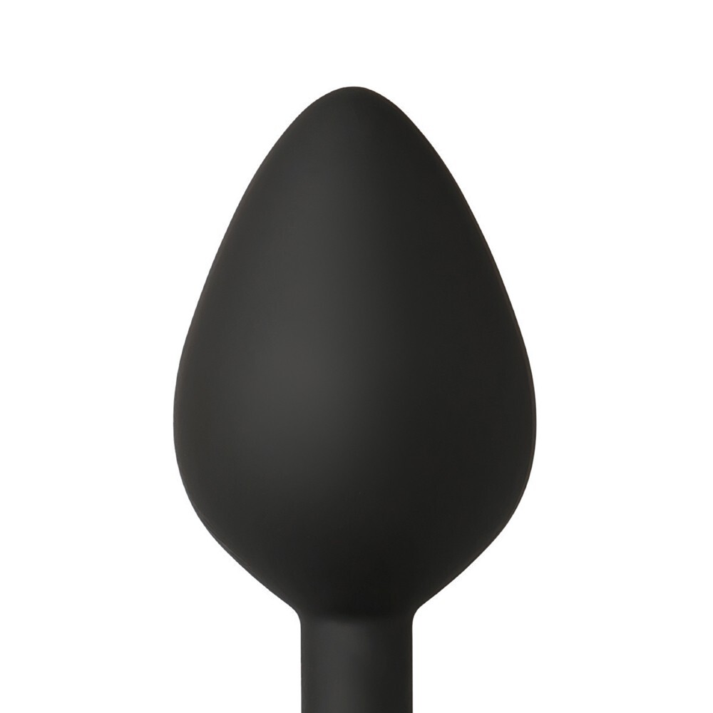 3.1 Inch Medium Black Silicone Anal Plug with Purple Gem