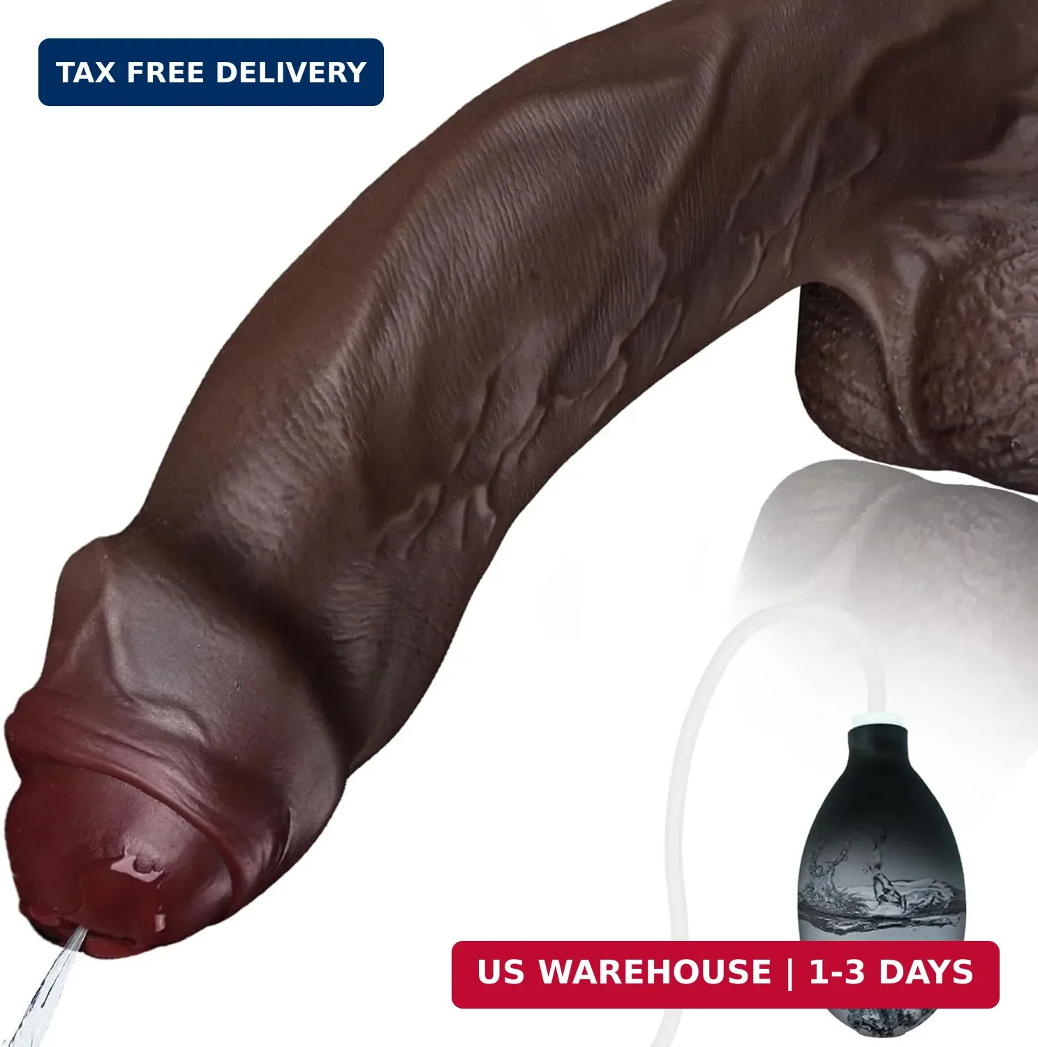 9.65″ Squirting BBC Dildo Ejaculating Big Black Dildo, Huge Uncut Ejaculating To