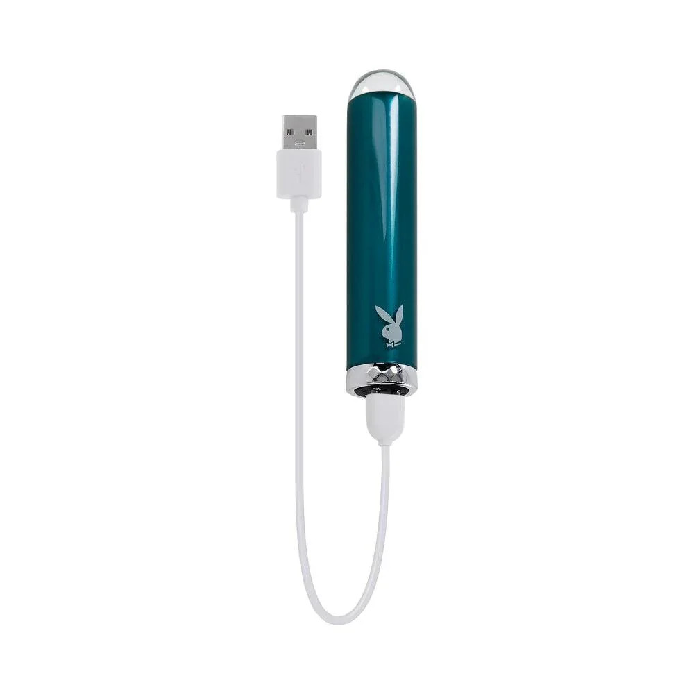 Playboy Emerald Glass Vibrator – Green USB 10 Speed/Rhythm Mini Vibe TESTER