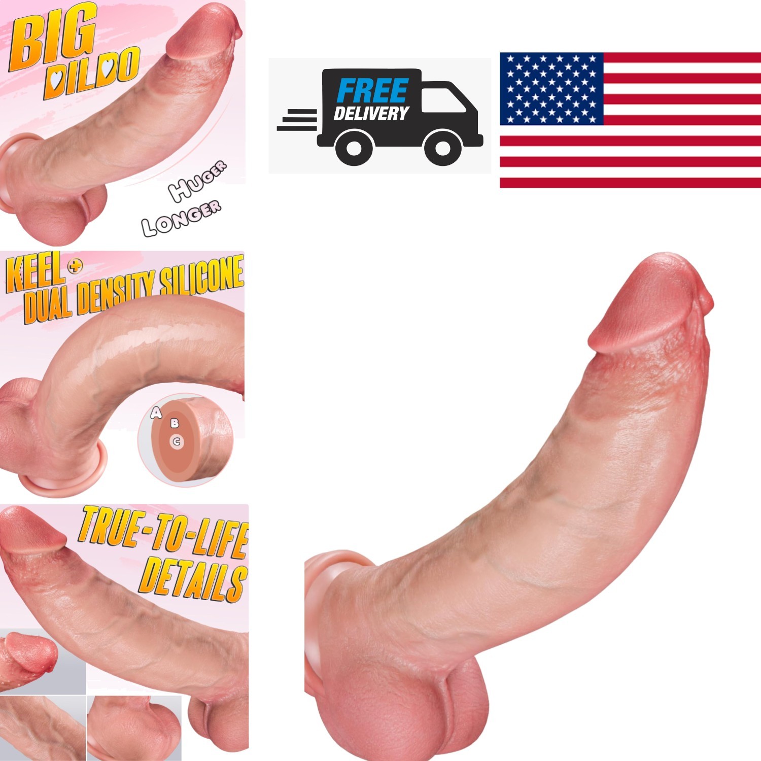 Giant 12 Inch Flexible Dildo Soft Silicone with 10 Inch Insertable Length