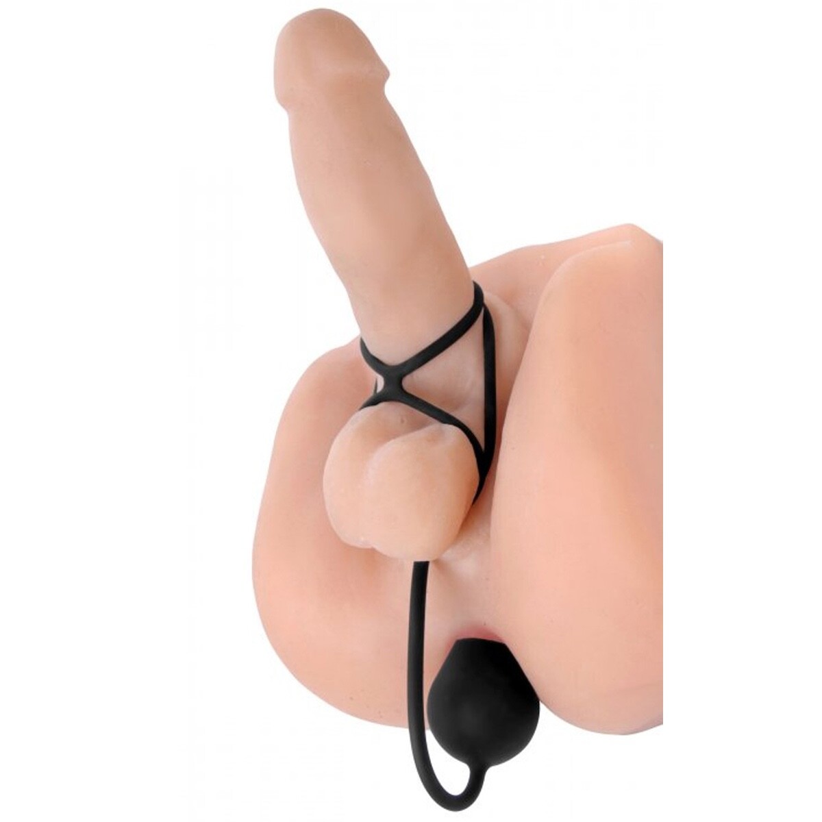 Silicone Triple Penis Cock Ring Butt Anal Plug Prostate Massager Sex Toy for Men