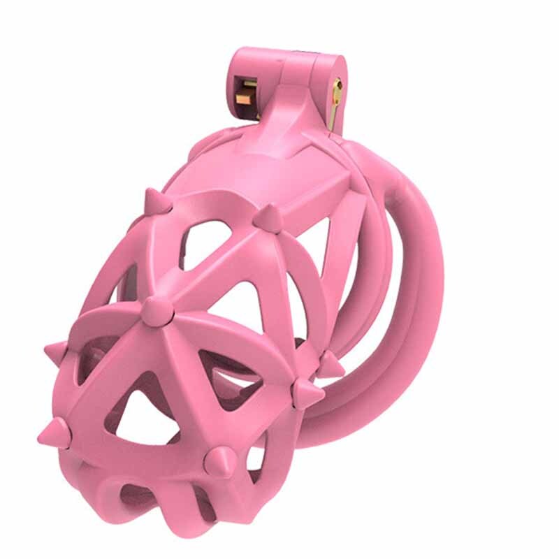 Male Chastity Cage Lock Device Resin Short Cage PA Piercing Spiked 4 Rings BDSM