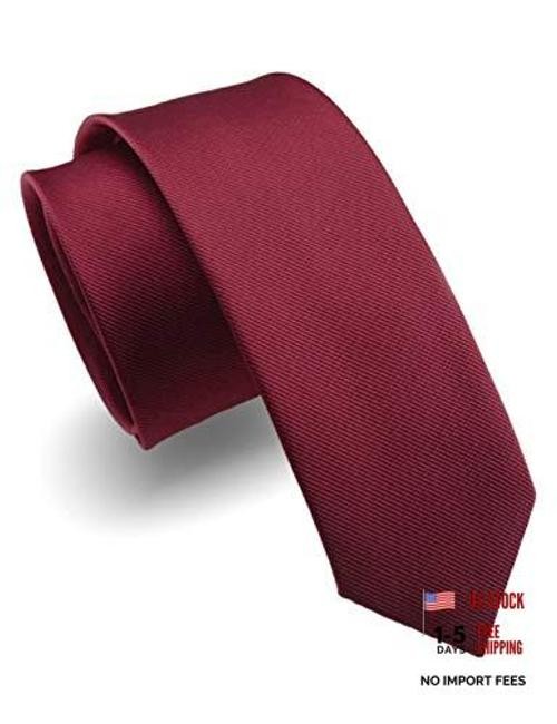 2.4″ Solid Color Skinny Tie for Men Slim Necktie(6cm) Burgundy