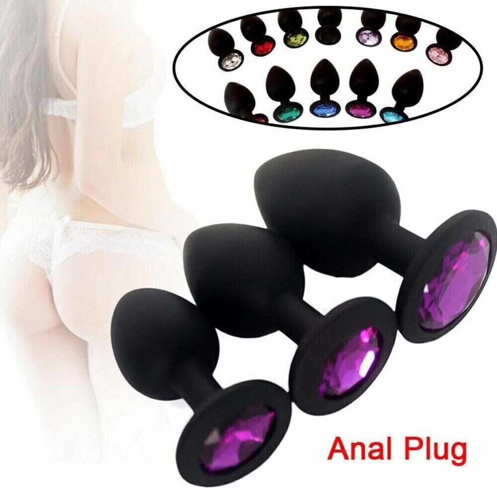 Silicone-Anal-Butt-Plug-Set Chastity-Couple-Jewel-Dildo BDSM Women-Masturbator
