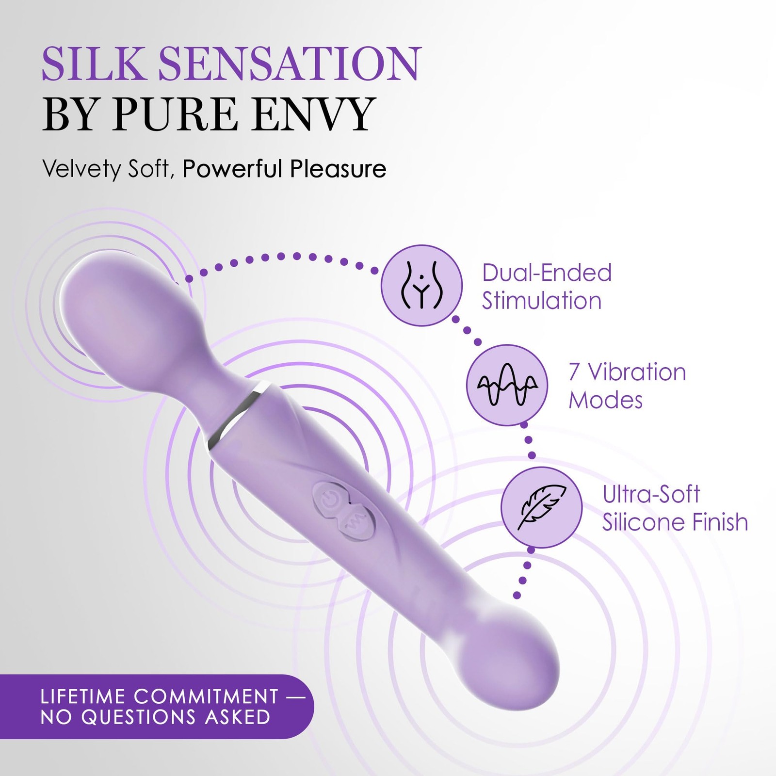 Pure Envy Silk Sensation Vibrator for Adults, Curved Vibrator Design, 7 Vibra…