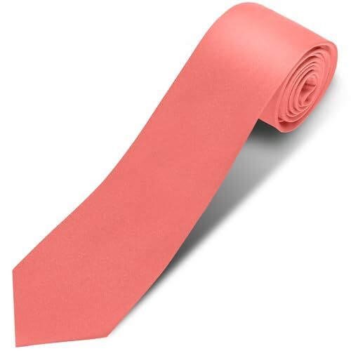 Men’s Ties Solid Pure Color 3.15″ (8CM) Necktie Plain Formal Black Ties Coral