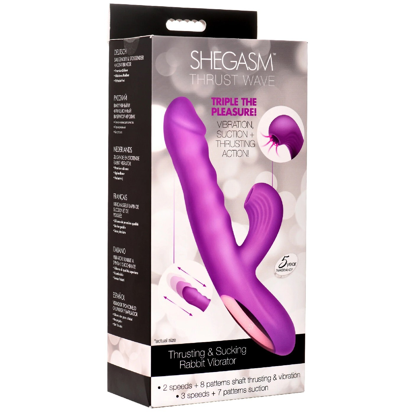 Shegasm Thrust Wave Thrusting & Sucking Rabbit Vibrator – Purple