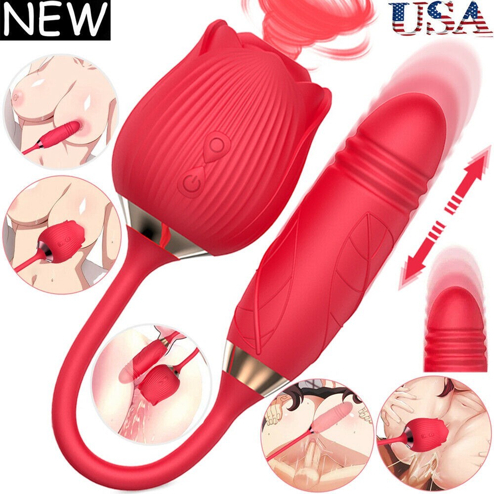 Tongue Vibrator Thrusting Dildo G-Spot Clit Massager Adult Sex Toys For Women US