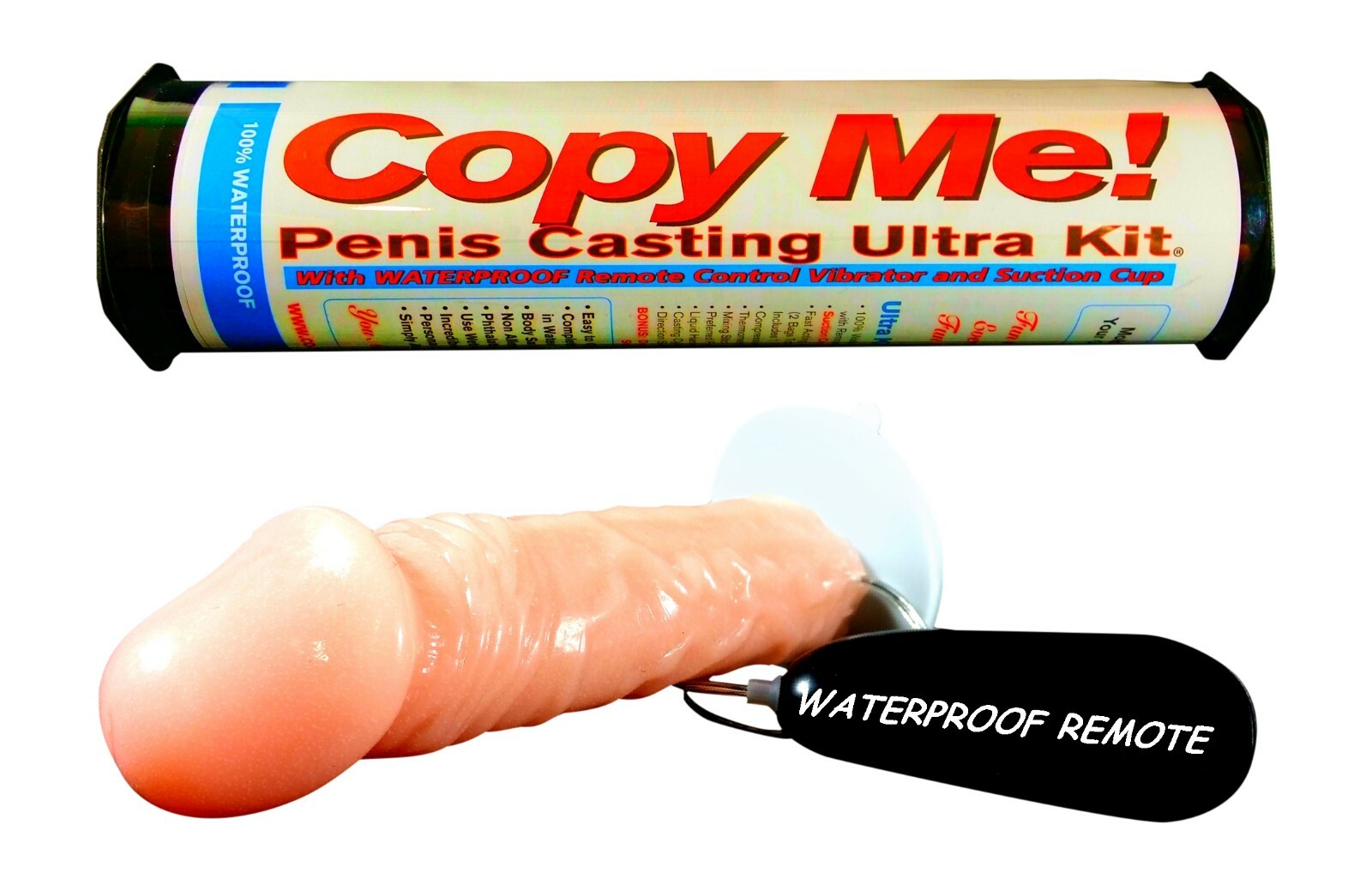 Penis Casting Molding Copy Kit, LIGHT SKIN, Suction Cup, with WATERPROOF Vibe