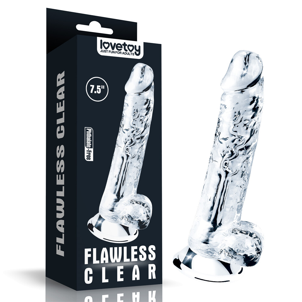 Lovetoy 7.5″ Flawless Clear Realistic Dildo Dong with Suction Cup, Transparent