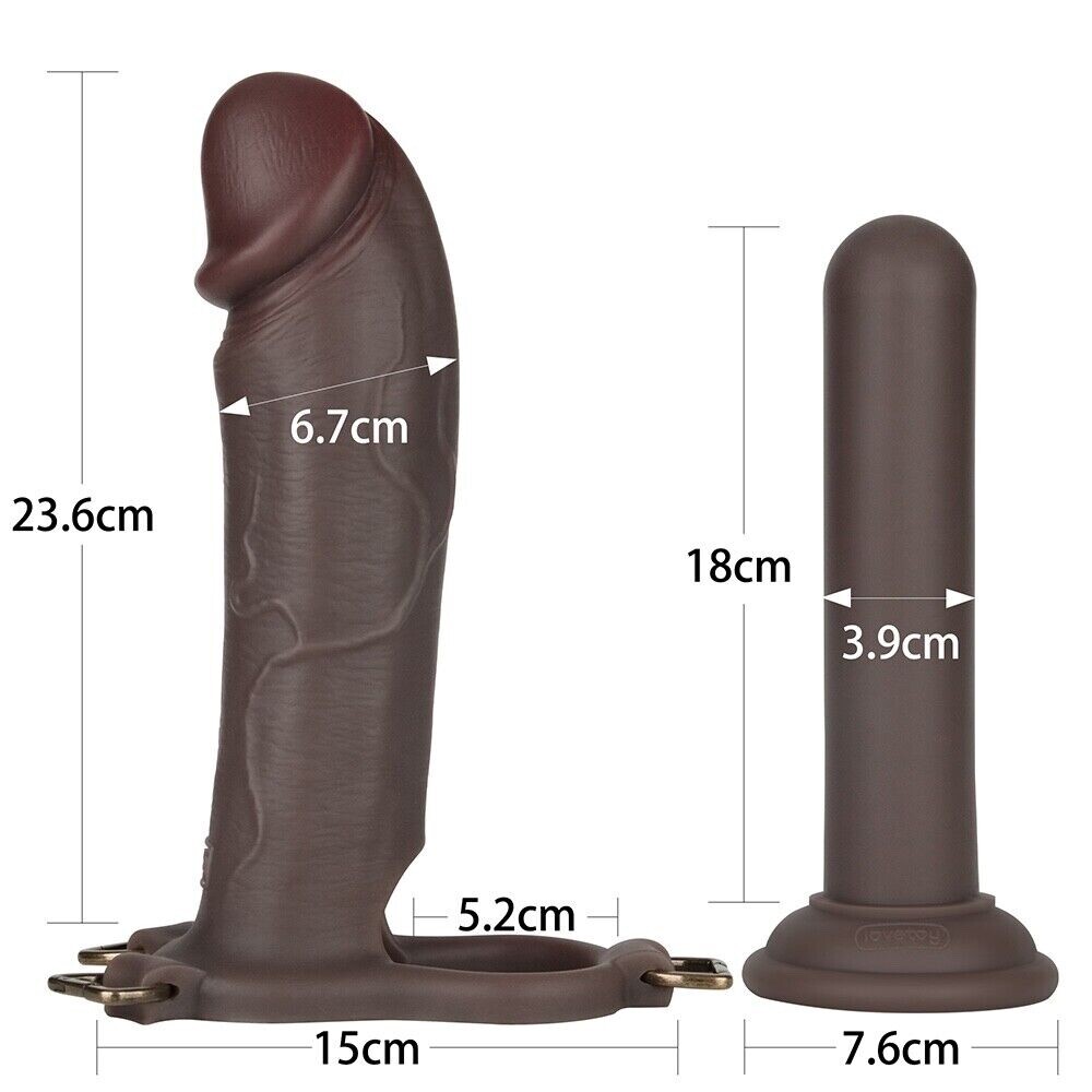 10 inch Silicone Hollow Strap On Set with Rod & PU Leather Harness ED for Men
